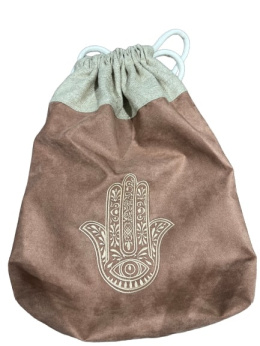 Plecak lniano-zamszowy z haftem Hamsa